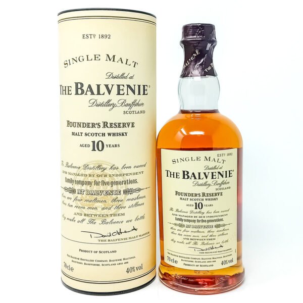 Balvenie 10 Year Old Founder's Reserve Single Malt Scotch Whisky, 70cl, 40% ABV Balvenie 10 Year Old Founder's Reserve Single Malt Scotch Whisky, 70cl, 40% ABV
