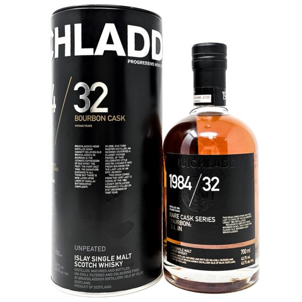 Bruichladdich 1984 Rare Cask Series 32 Year Old Single Malt Scotch Whisky, 70cl, 43.7% ABV Bruichladdich 1984 Rare Cask Series 32 Year Old Single Malt Scotch Whisky, 70cl, 43.7% ABV