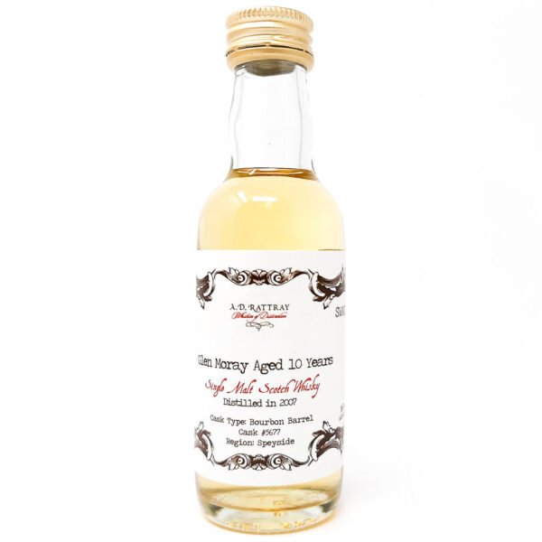 Glen Moray 2007 10 Year Old A.D. Rattray Single Malt Scotch Whisky, Miniature, 5cl, 55.7% ABV Glen Moray 2007 10 Year Old A.D. Rattray Single Malt Scotch Whisky, Miniature, 5cl, 55.7% ABV