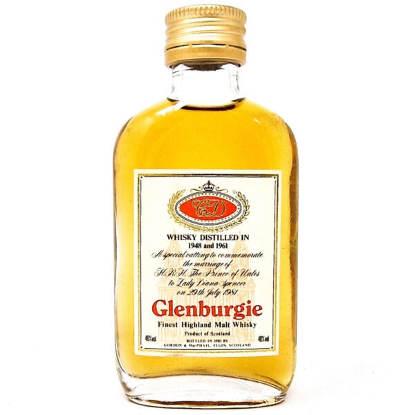 Glenburgie Royal Wedding Highland Scotch Whisky, Miniature, 5cl, 40% ABV Glenburgie Royal Wedding Highland Scotch Whisky, Miniature, 5cl, 40% ABV