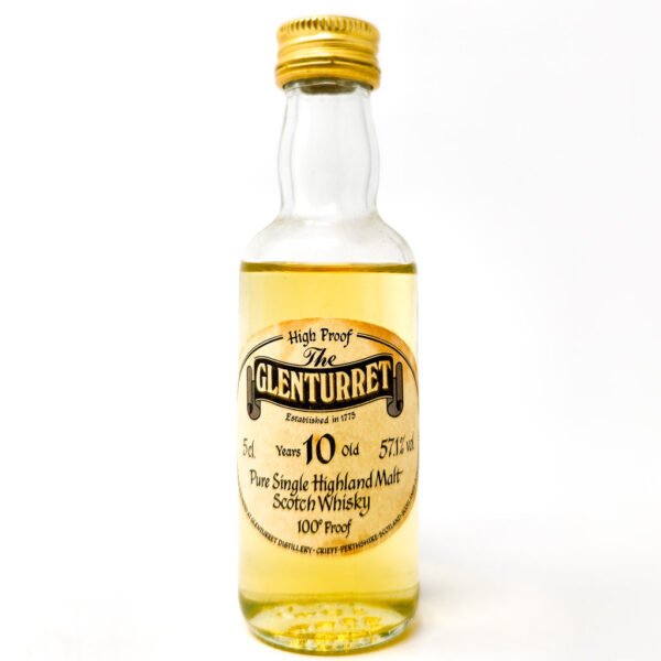 Glenturret 10 Year Old Single Highland Scotch Whisky, Miniature, 5cl, 57.1% ABV Glenturret 10 Year Old Single Highland Scotch Whisky, Miniature, 5cl, 57.1% ABV