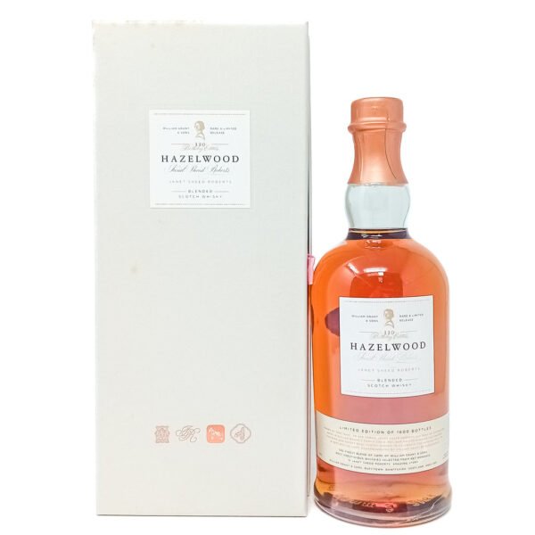 Hazelwood Janet Sheed Roberts 110th Birthday Blended Scotch Whisky, 70cl, 55% ABV Hazelwood Janet Sheed Roberts 110th Birthday Blended Scotch Whisky, 70cl, 55% ABV