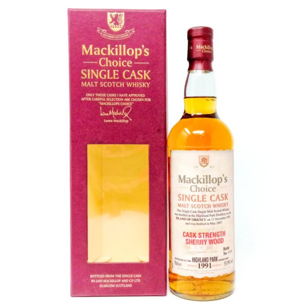 Highland Park 1991 Mackillop's Choice Cask Strength Sherry Wood Single Malt Scotch Whisky, 70cl, 53.9% ABV Highland Park 1991 Mackillop's Choice Cask Strength Sherry Wood Single Malt Scotch Whisky, 70cl, 53.9% ABV