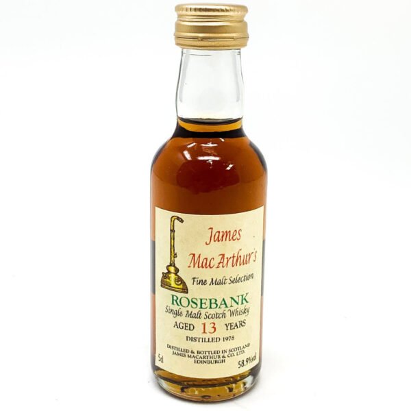James MacArthur's 'Rosebank 1978' 13 Year Old Scotch Whisky, Miniature, 5cl, 58.9% ABV James MacArthur's 'Rosebank 1978' 13 Year Old Scotch Whisky, Miniature, 5cl, 58.9% ABV