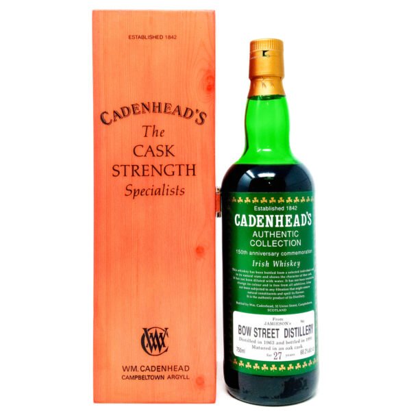 Jameson's Bow Street 1963 27 Year Old Cadenhead's 150th Anniversary Irish Whiskey, 75cl, 68.2% ABV Jameson's Bow Street 1963 27 Year Old Cadenhead's 150th Anniversary Irish Whiskey, 75cl, 68.2% ABV