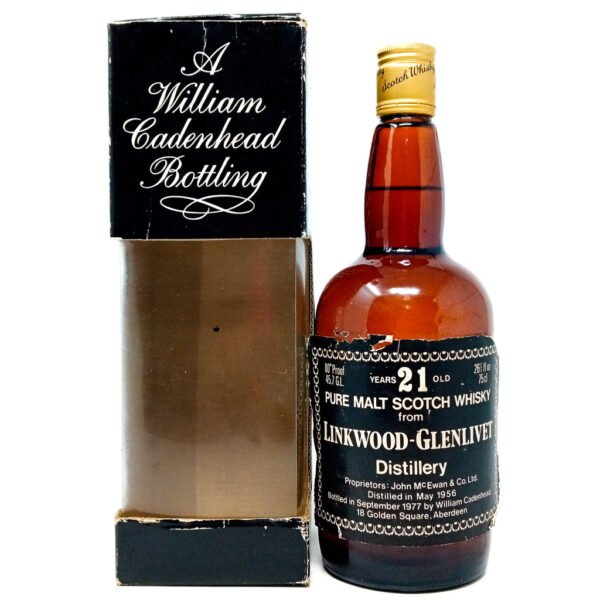 Linkwood-Glenlivet 1956 21 Year Old Cadenhead's Single Malt Scotch Whisky, 26 2/3 fl. ozs.(75cl), 80° Proof (45.7% ABV) Linkwood-Glenlivet 1956 21 Year Old Cadenhead's Single Malt Scotch Whisky, 26 2/3 fl. ozs.(75cl), 80° Proof (45.7% ABV)