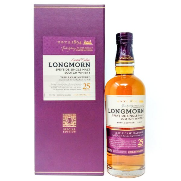 Longmorn 25 Year Old Triple Cask Matured Single Malt Scotch Whisky, 70cl, 53.0% ABV Longmorn 25 Year Old Triple Cask Matured Single Malt Scotch Whisky, 70cl, 53.0% ABV
