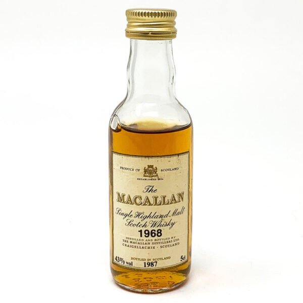 Macallan 1968 19 Year Old Scotch Whisky, Miniature, 5cl, 43% ABV Macallan 1968 19 Year Old Scotch Whisky, Miniature, 5cl, 43% ABV
