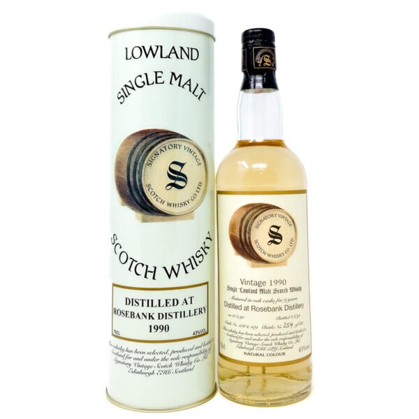 Rosebank 1990 9 Year Old Signatory Vintage Single Malt Scotch Whisky, 70cl, 43% ABV Rosebank 1990 9 Year Old Signatory Vintage Single Malt Scotch Whisky, 70cl, 43% ABV