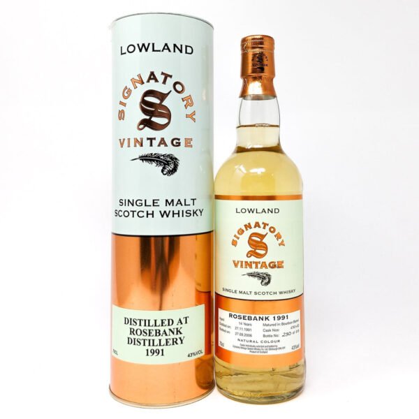 Rosebank 1991 14 Year Old Signatory Vintage Single Malt Scotch Whisky, 70cl, 43% ABV Rosebank 1991 14 Year Old Signatory Vintage Single Malt Scotch Whisky, 70cl, 43% ABV