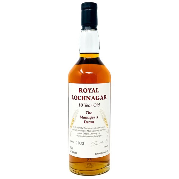 Royal Lochnagar 10 Year Old The Manager's Dram Single Malt Scotch Whisky, 70cl, 57.2% ABV Royal Lochnagar 10 Year Old The Manager's Dram Single Malt Scotch Whisky, 70cl, 57.2% ABV