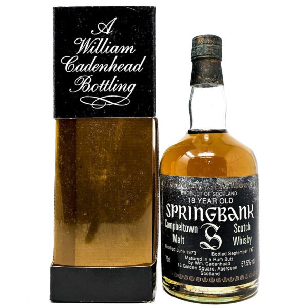 Springbank 1973 Cadenhead's 18 Year Old Rum Butt Single Malt Scotch Whisky, 70cl, 57.5% ABV Springbank 1973 Cadenhead's 18 Year Old Rum Butt Single Malt Scotch Whisky, 70cl, 57.5% ABV