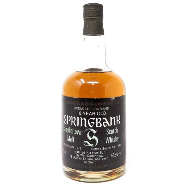 Springbank 1973 Cadenhead's 18 Year Old Rum Butt Single Malt Scotch Whisky, 70cl, 57.5% ABV