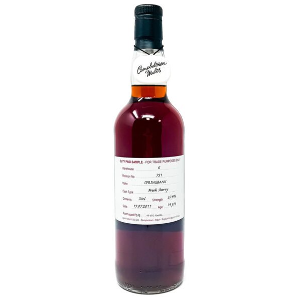 Springbank 2011 14 Year Old Fresh Sherry Cask Duty Paid Sample Single Malt Scotch Whisky, 70cl, 57.9% ABV.