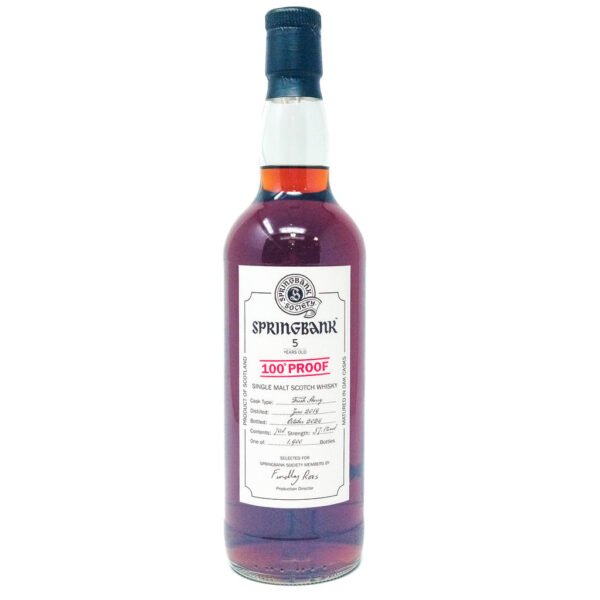 Springbank 2019 Springbank Society 5 Year Old 100° Proof Single Malt Scotch Whisky, 70cl, 57.1% ABV